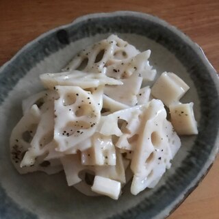 レンコンのカルボナーラソース炒め